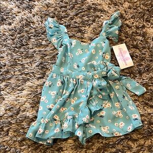 Floral Blue Ruffle Romper